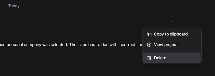 Delete menu item