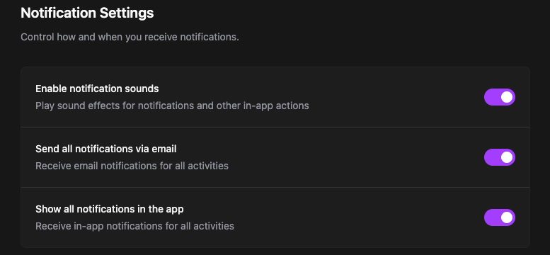 Notification Settings UI