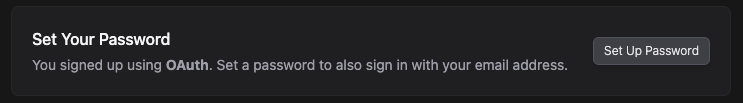 Set up password for OAuth