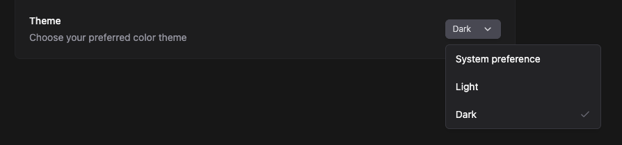 Theme selector dropdown